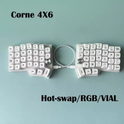Teclado Mecánico Dividido Ergonómico Corne 4x6 con 2 Perillas