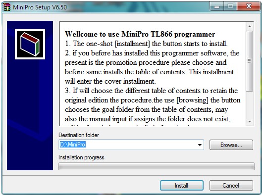 Programador de BIOS Minipro TL866: Instalacion